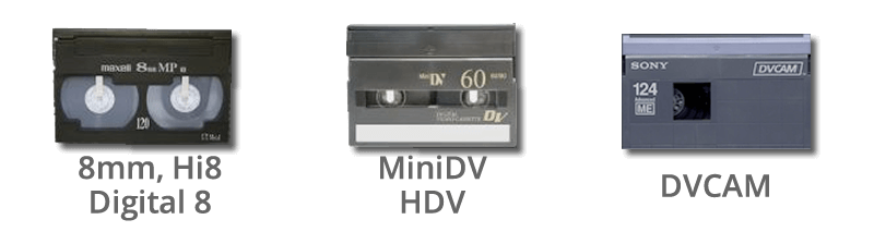 VHS VHS-C Betamax, 8mm, Hi8, Digital8, MiniDV, HDV, DVCAM